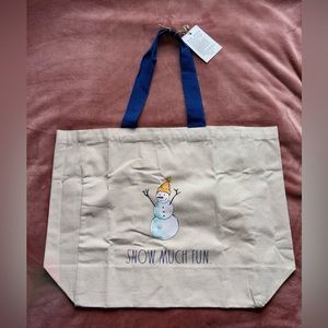Rae Dunn SNOW MUCH FUN  Snowman Carryall Tote Bag